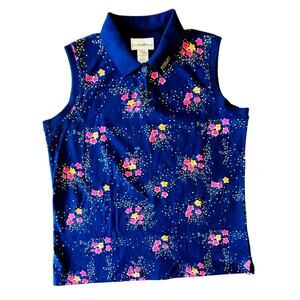 Cutter & Buck Golf Polo Floral,  100% Cotton, Sleeveless Athleisure Womens Sz M